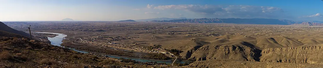 A view of the village of Kajaki and various desert compounds from Observation Post Athens in Helmand province, Afghanistan, Nov. 28, 2013 131128-M-ZB219-143