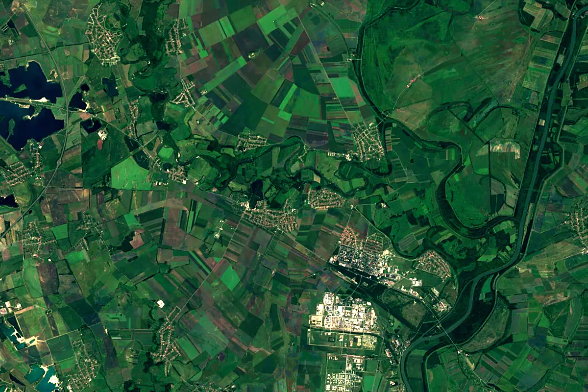 Hornád: satellite view of the mouth