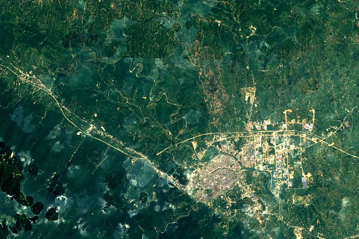 Huai River: satellite view of the source