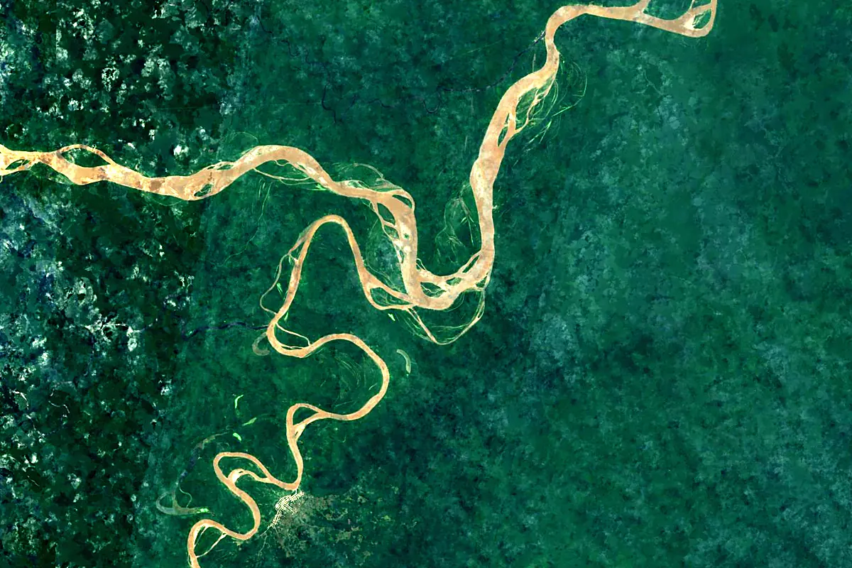 Huallaga River: satellite view of the mouth