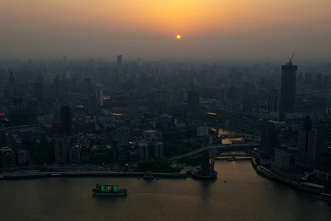 20090427 5351 Sunset over Shanghai, Huangpu and Suzhou rivers