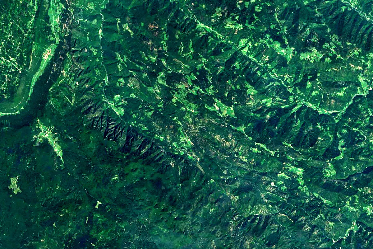 Idrijca: satellite view of the source