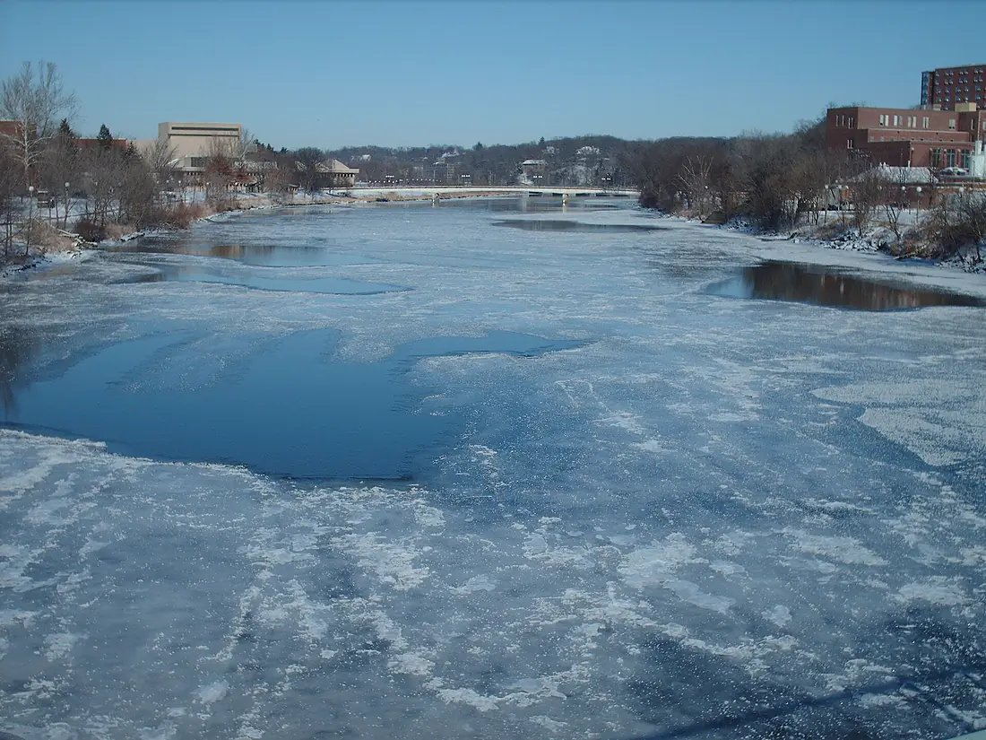 Iowa River with ice