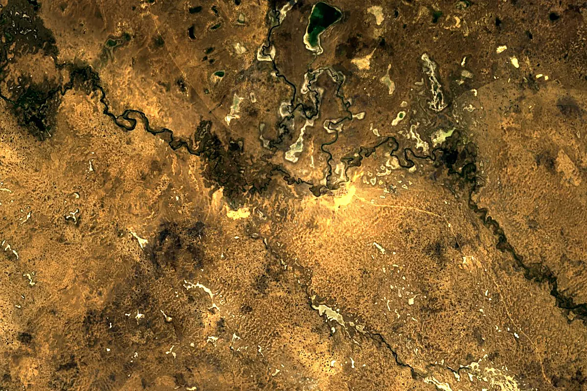 Irgiz River: satellite view of the mouth