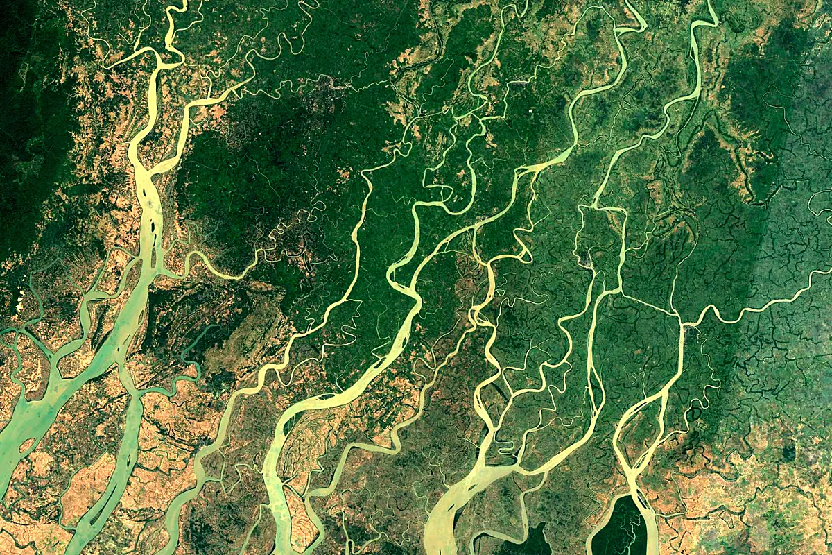 Irrawaddy River: satellite view of the mouth