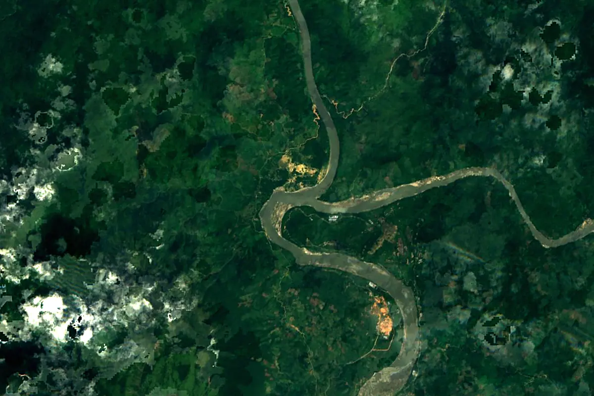 Irrawaddy River: satellite view of the source