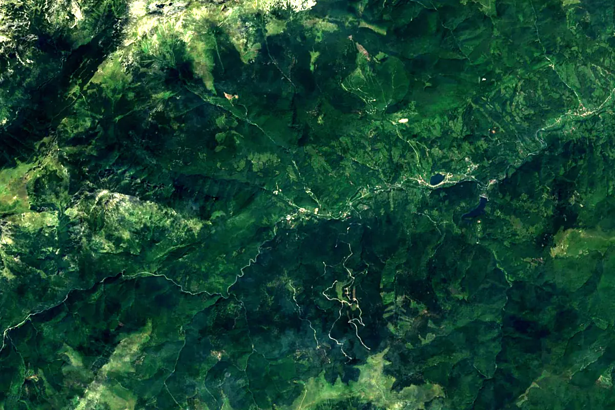 Jiu River: satellite view of the source