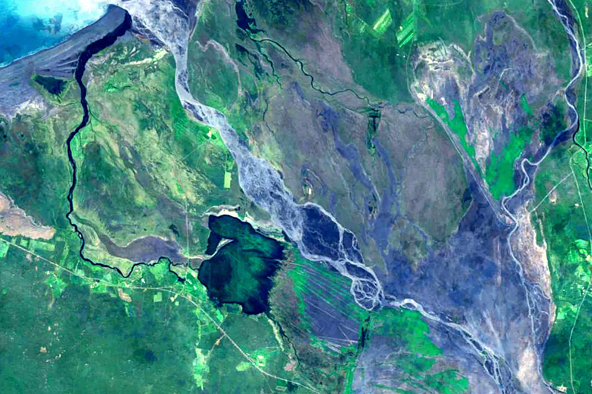 Jökulsá á Fjöllum: satellite view of the mouth