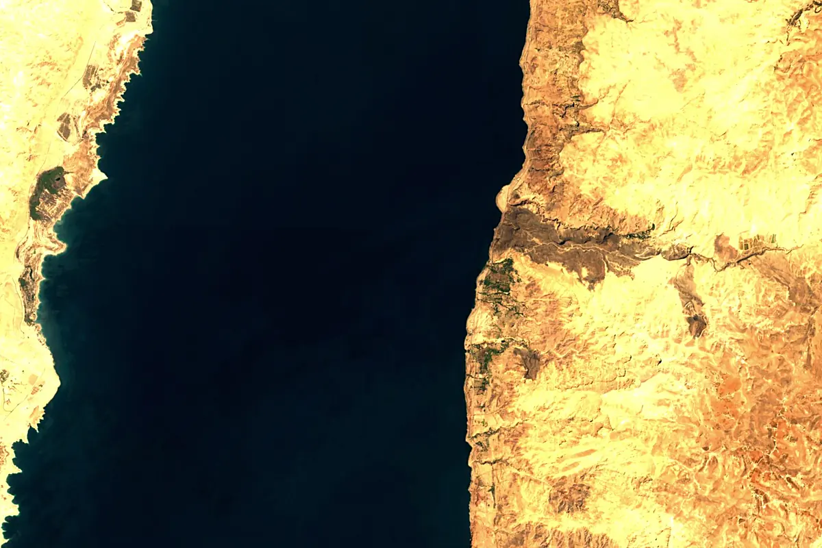 Jordan River: satellite view of the mouth