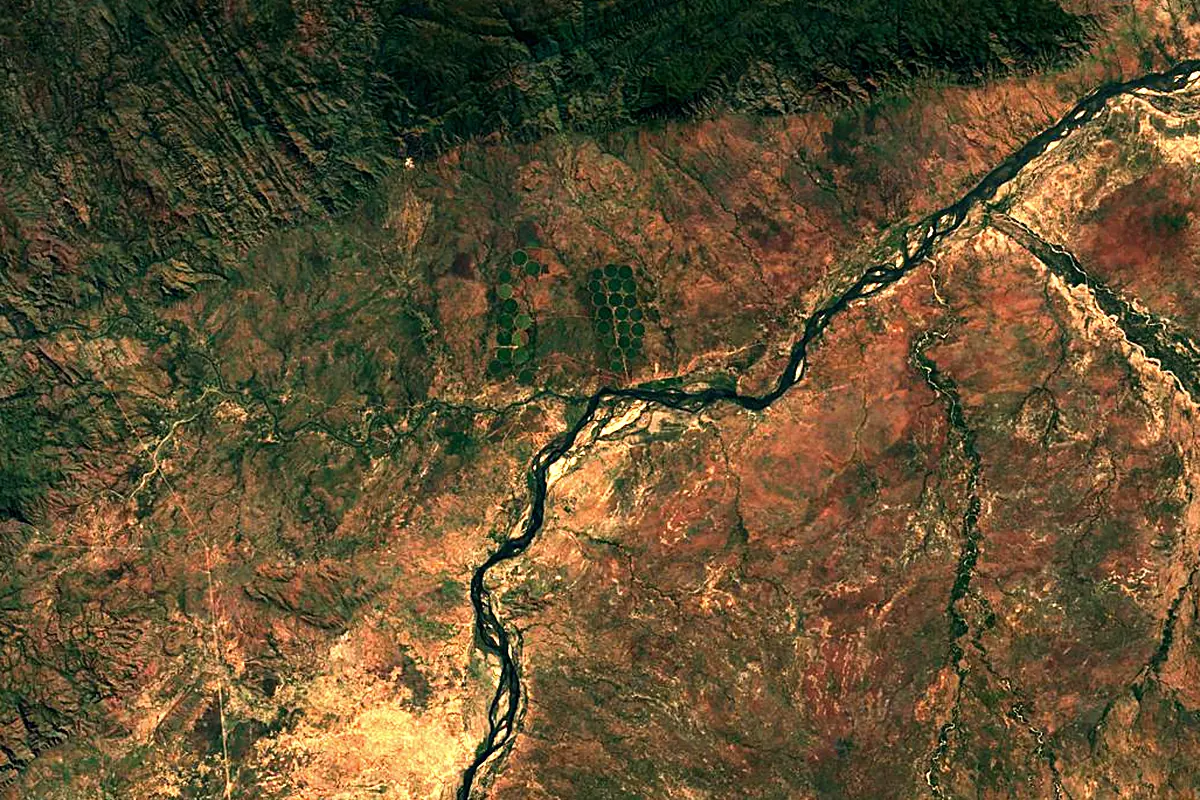 Kafue River: satellite view of the mouth