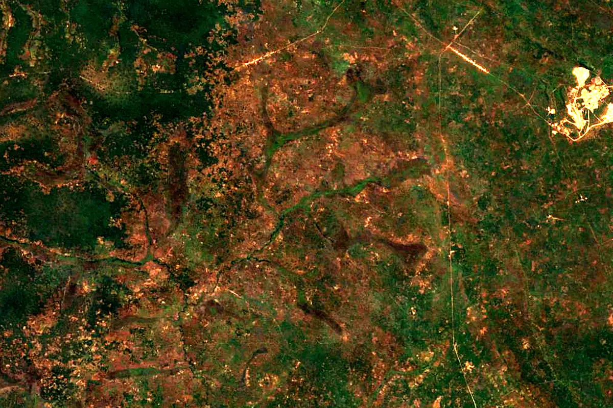 Kafue River: satellite view of the source