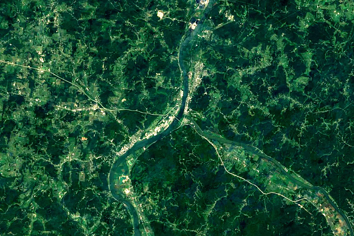 Kanawha River: satellite view of the mouth