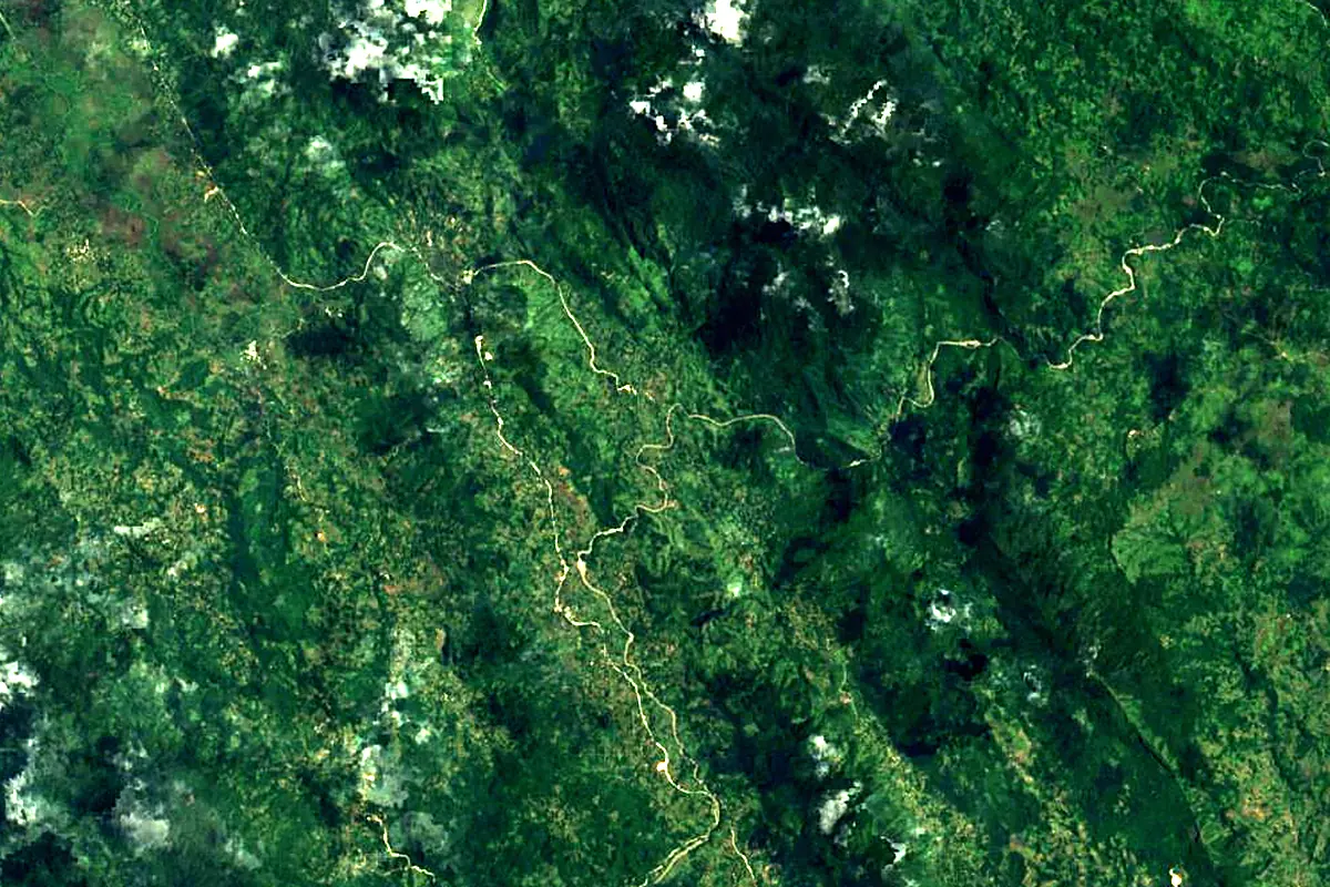 Kikori River: satellite view of the source