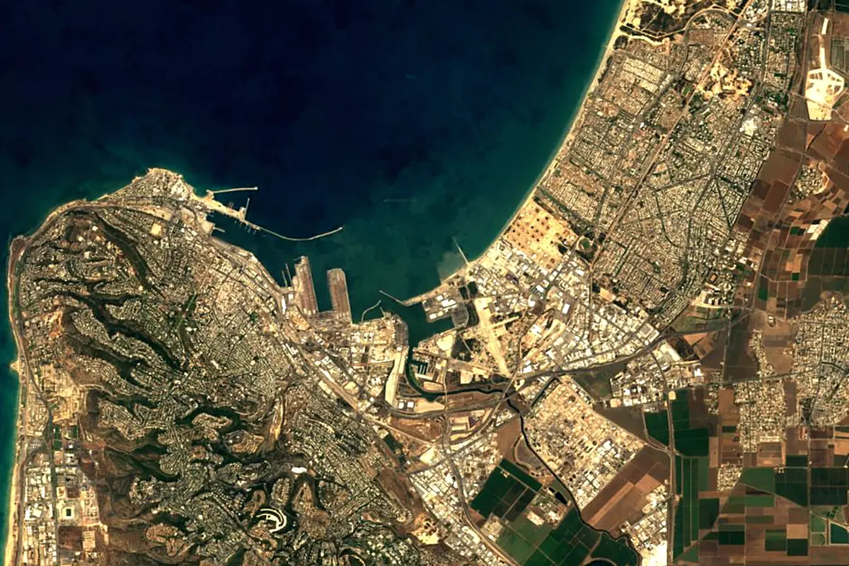 Kishon River: satellite view of the mouth