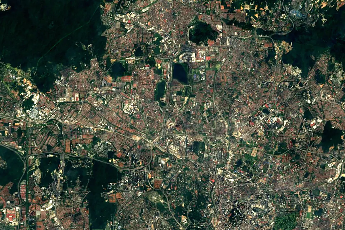 Klang River: satellite view of the source