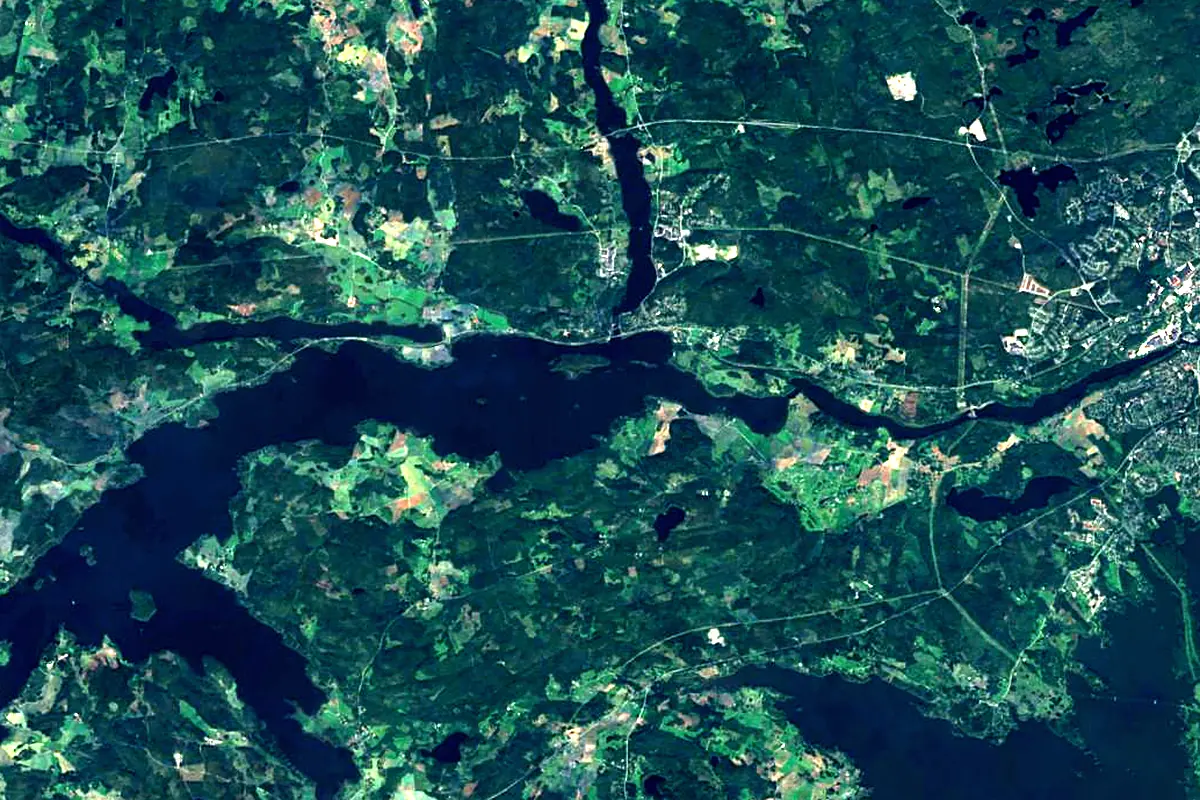 Kokemäenjoki: satellite view of the source