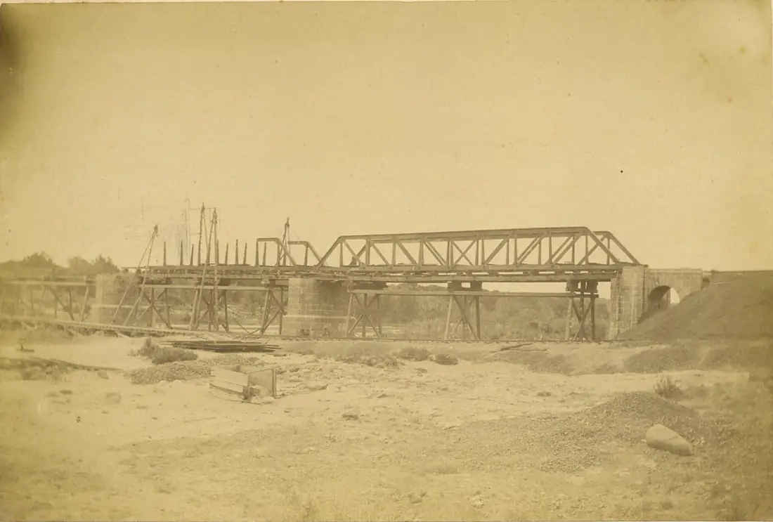 First section of the railway bridge over the Komati River, South Africa, is completed, 1890s
