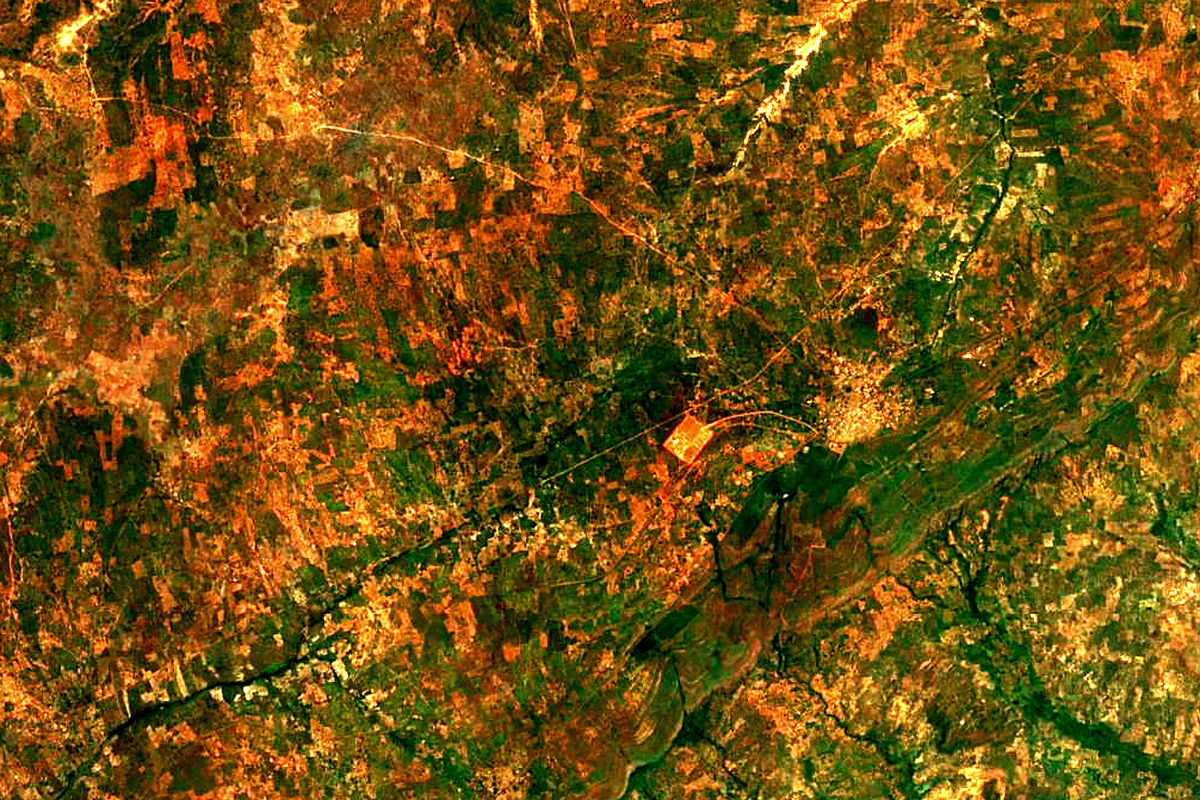 Komoé River: satellite view of the source