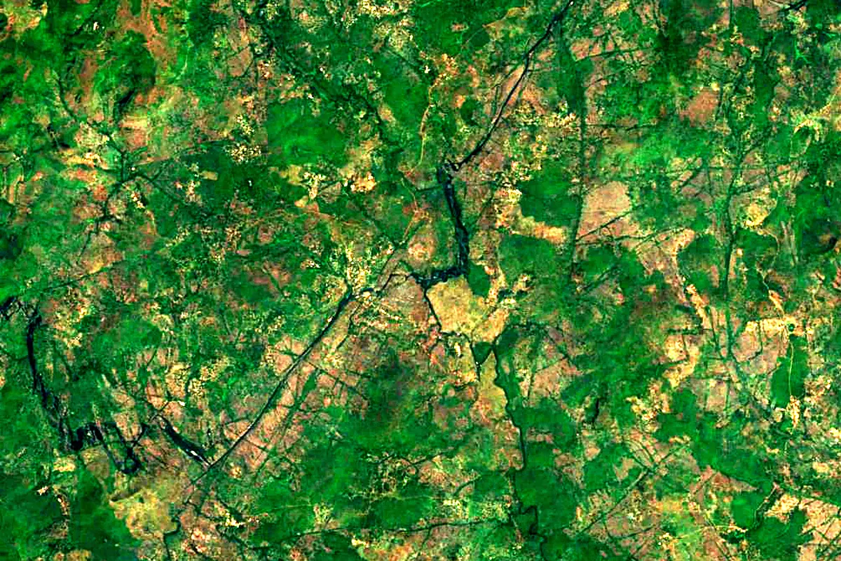 Konkouré River: satellite view of the source