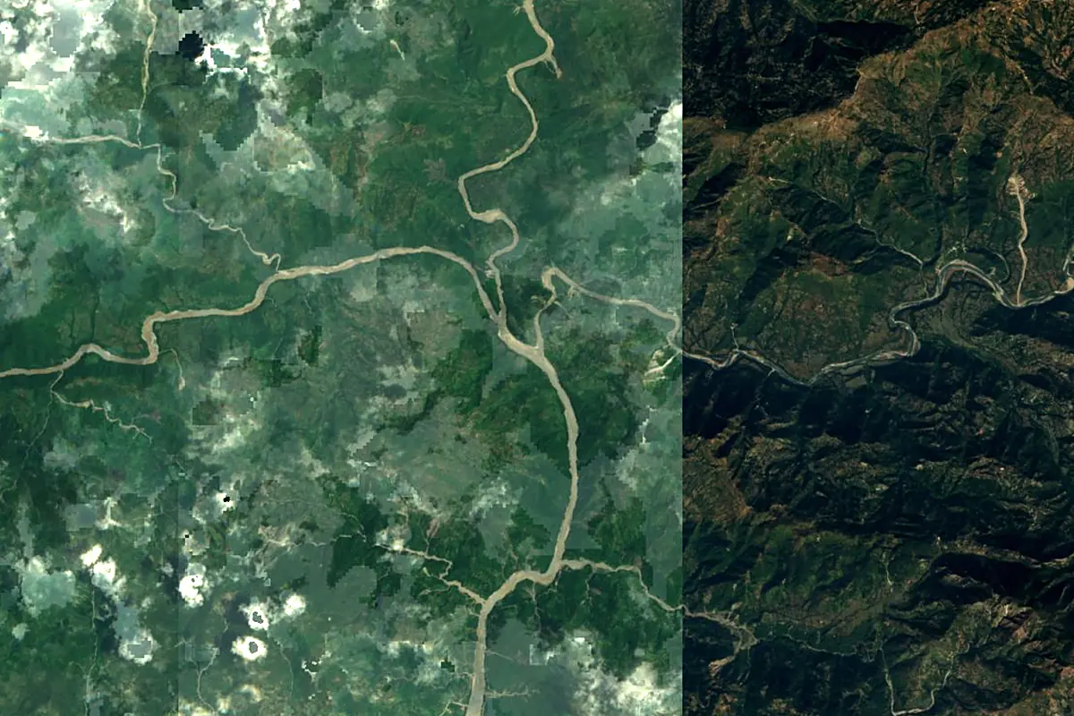 Kosi River: satellite view of the source