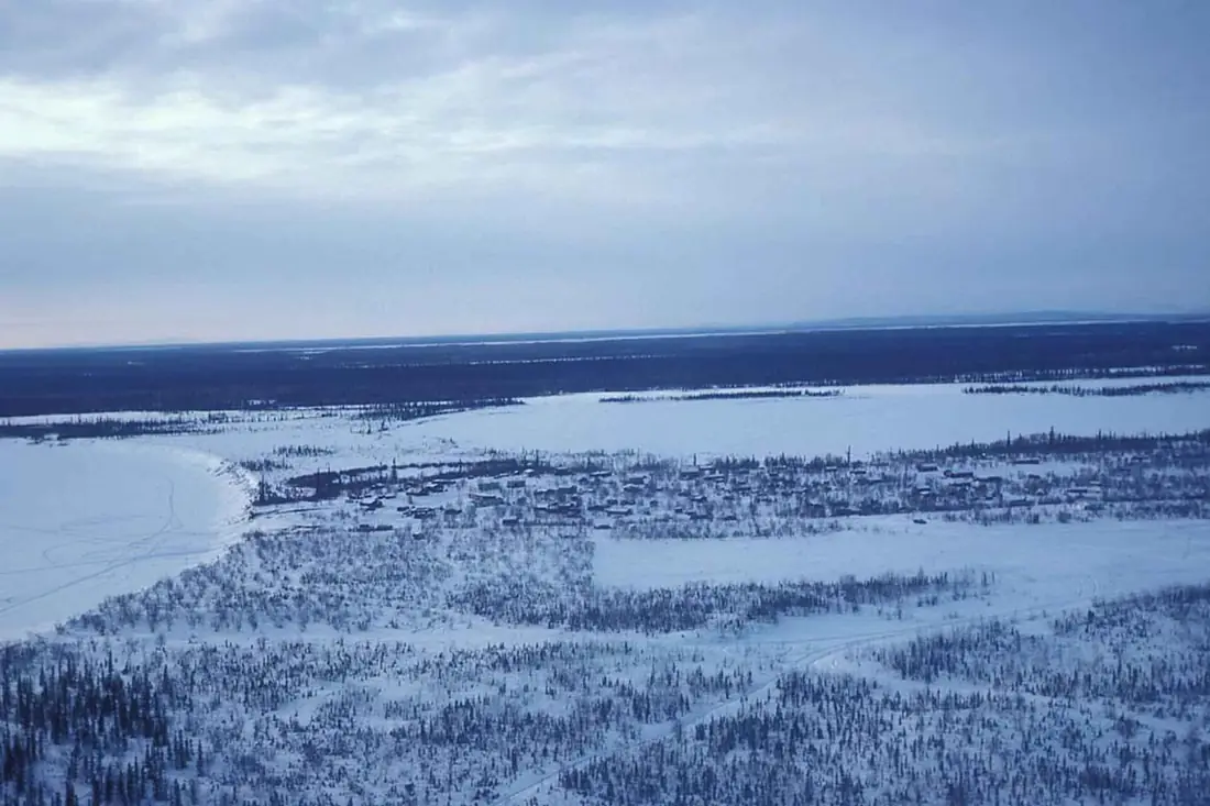 Huslia and Koyukuk river in winter