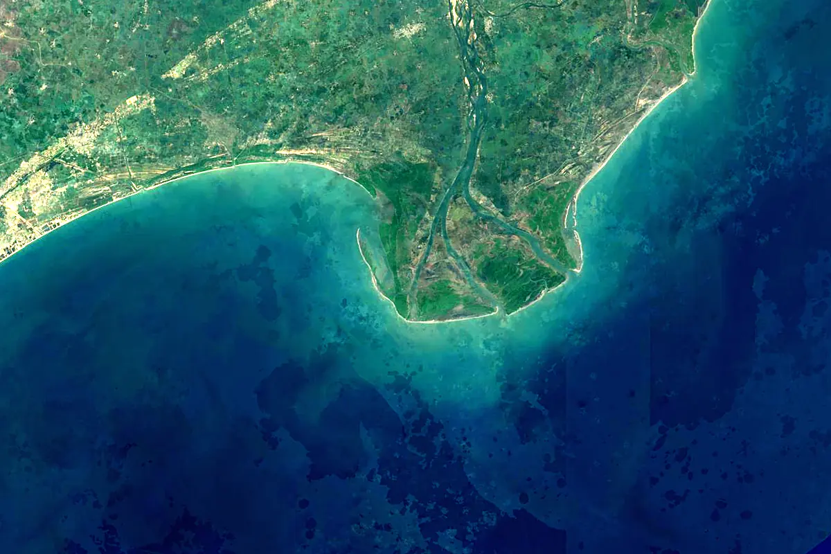Krishna River: satellite view of the mouth