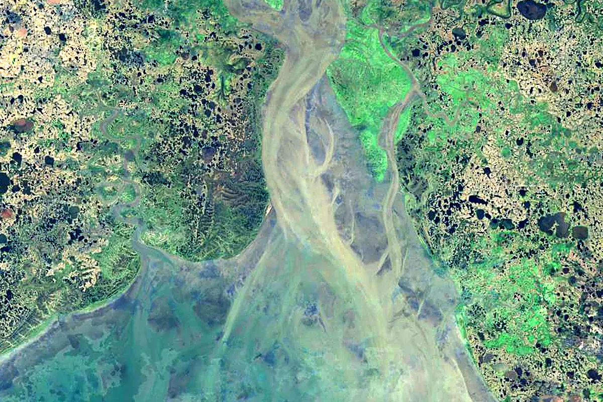 Kuskokwim River: satellite view of the mouth