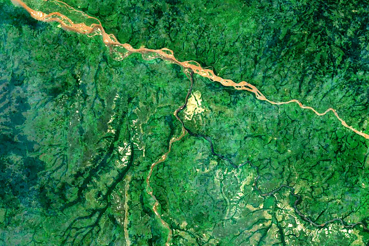 Kwango River: satellite view of the mouth