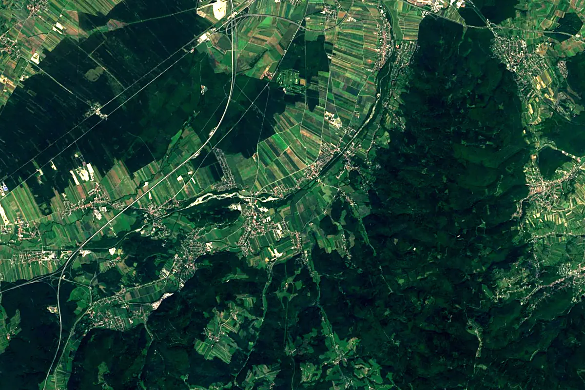 Leitha: satellite view of the source