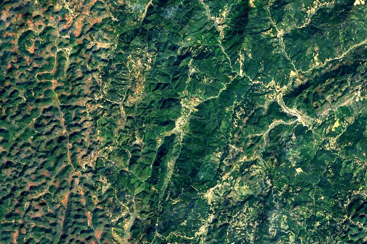 Lô River: satellite view of the source