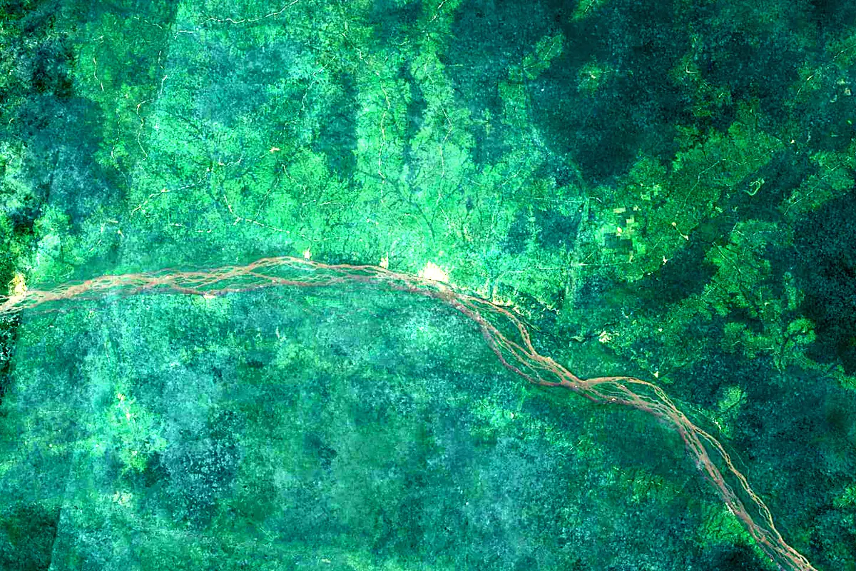 Lualaba River: satellite view of the mouth