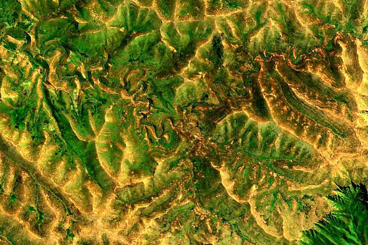 Malibamat'so River: satellite view of the source