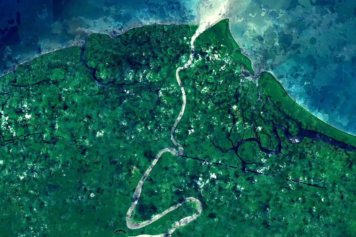 Mamberamo River: satellite view of the mouth
