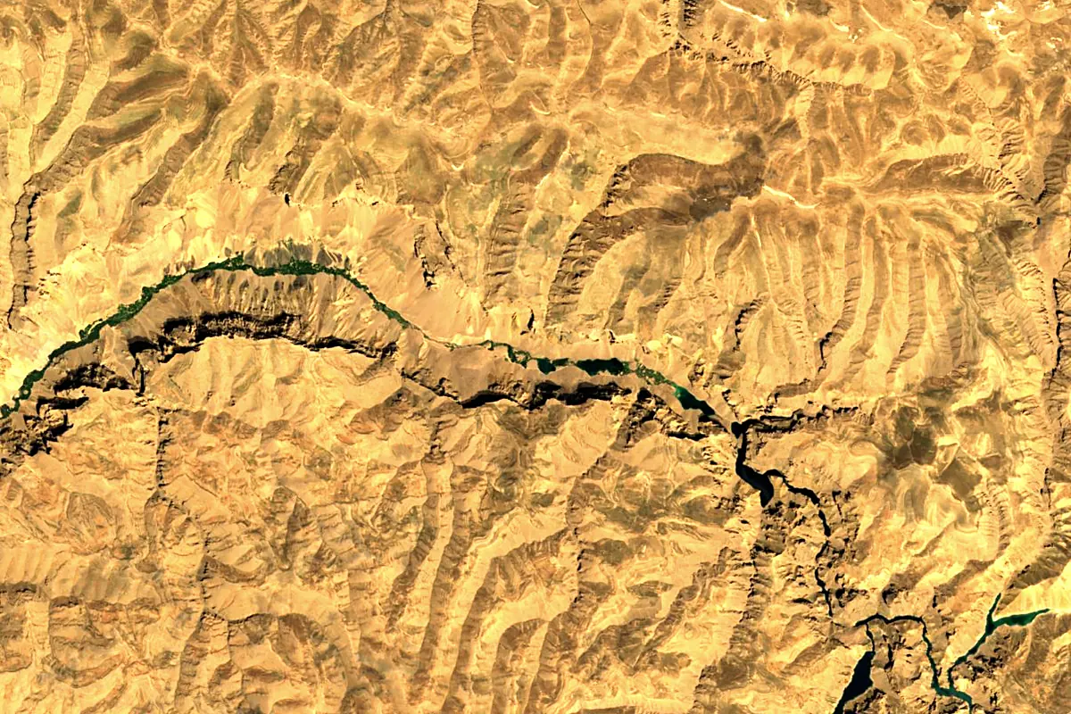 Marghab River: satellite view of the source