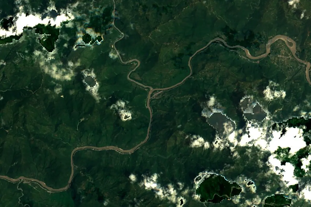 Marshyangdi: satellite view of the mouth