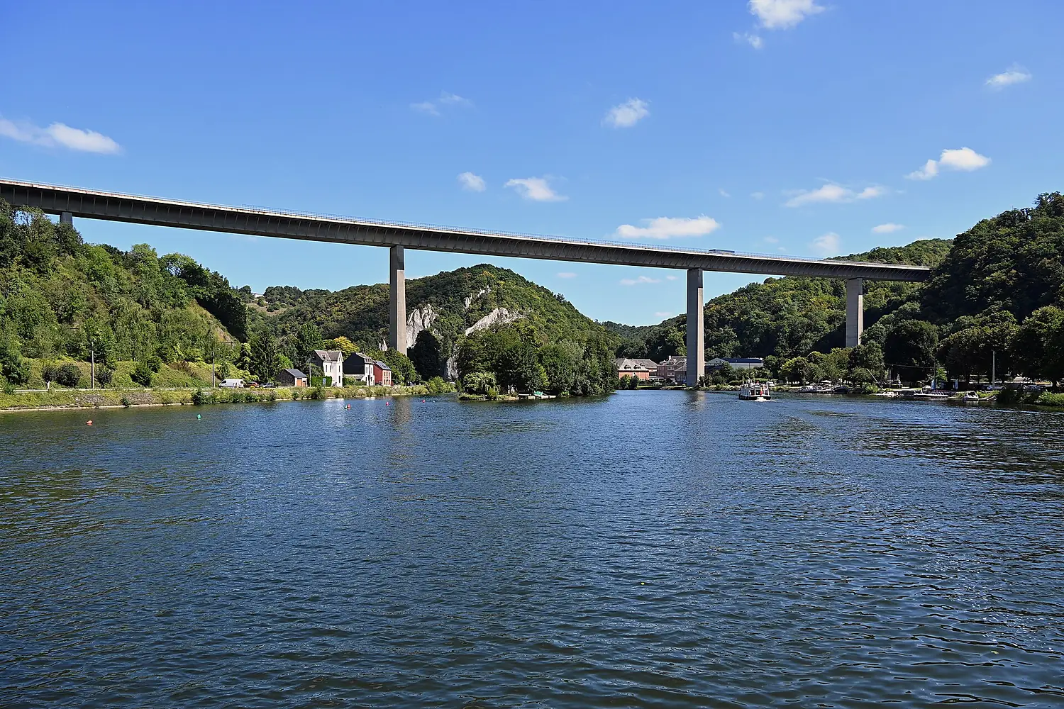 View of the Meuse River with Viaduc Charlemagne, Dinant, 2025