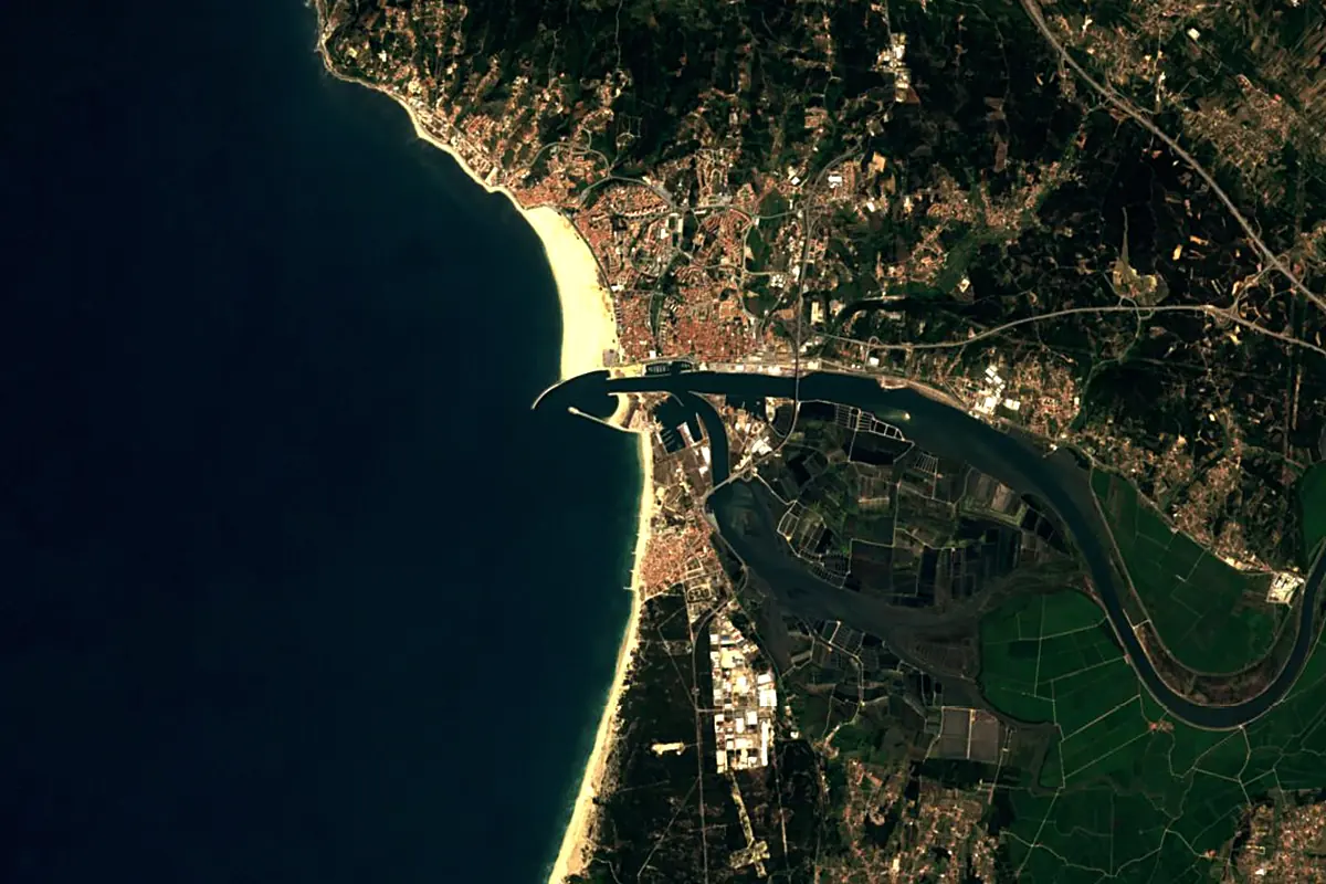 Mondego River: satellite view of the mouth