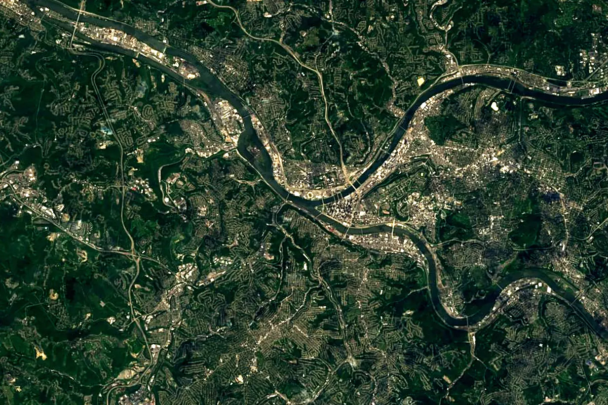 Monongahela River: satellite view of the mouth