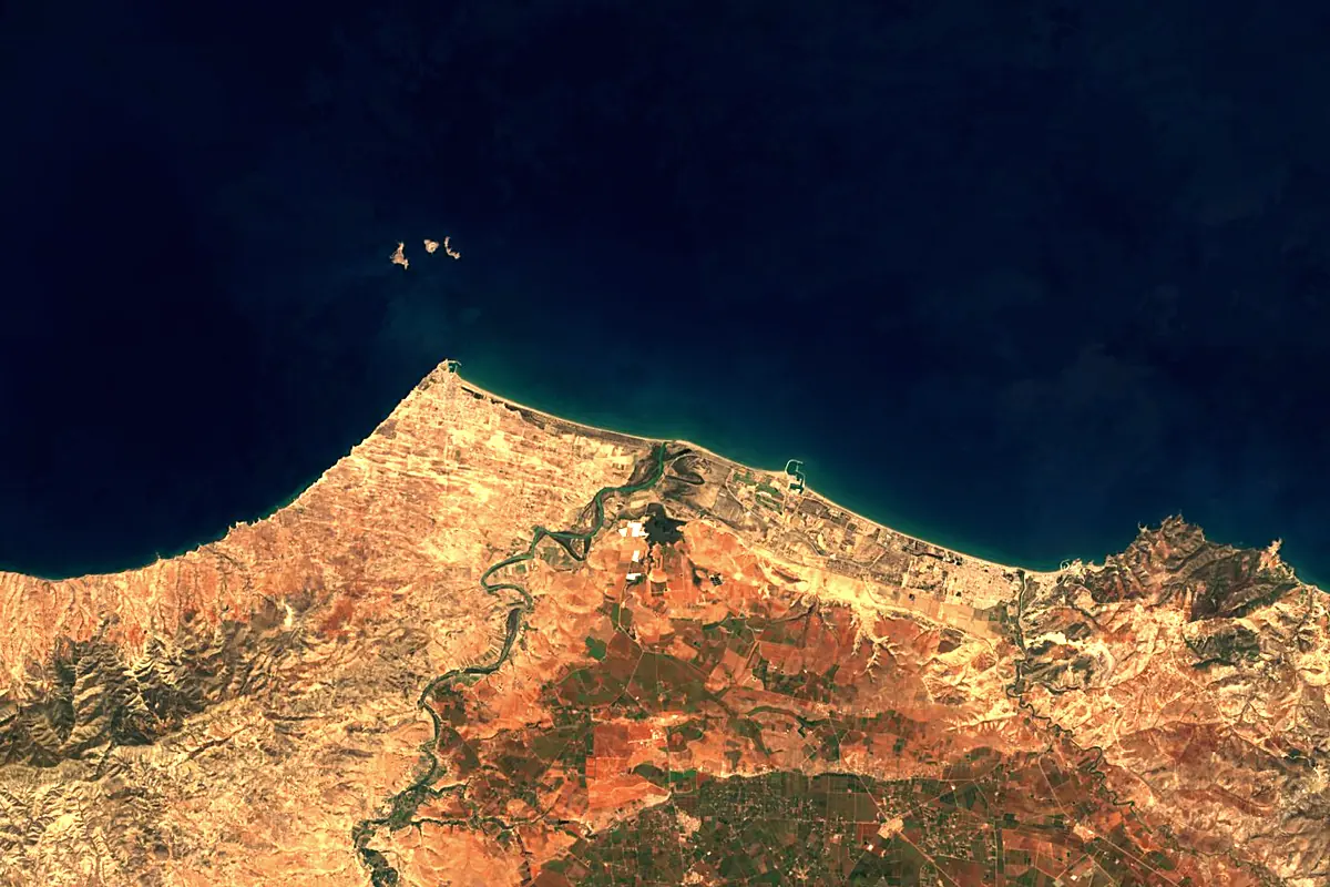 Moulouya River: satellite view of the mouth