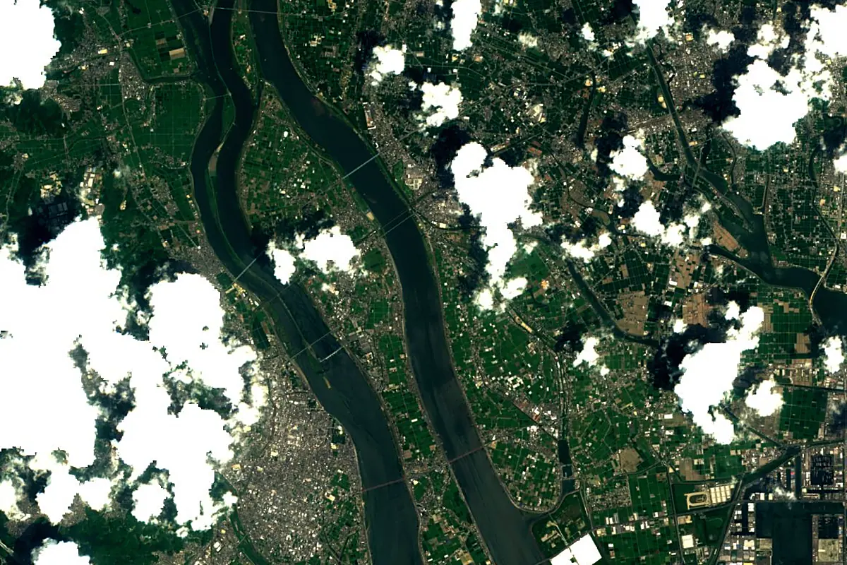 Nagara River: satellite view of the mouth