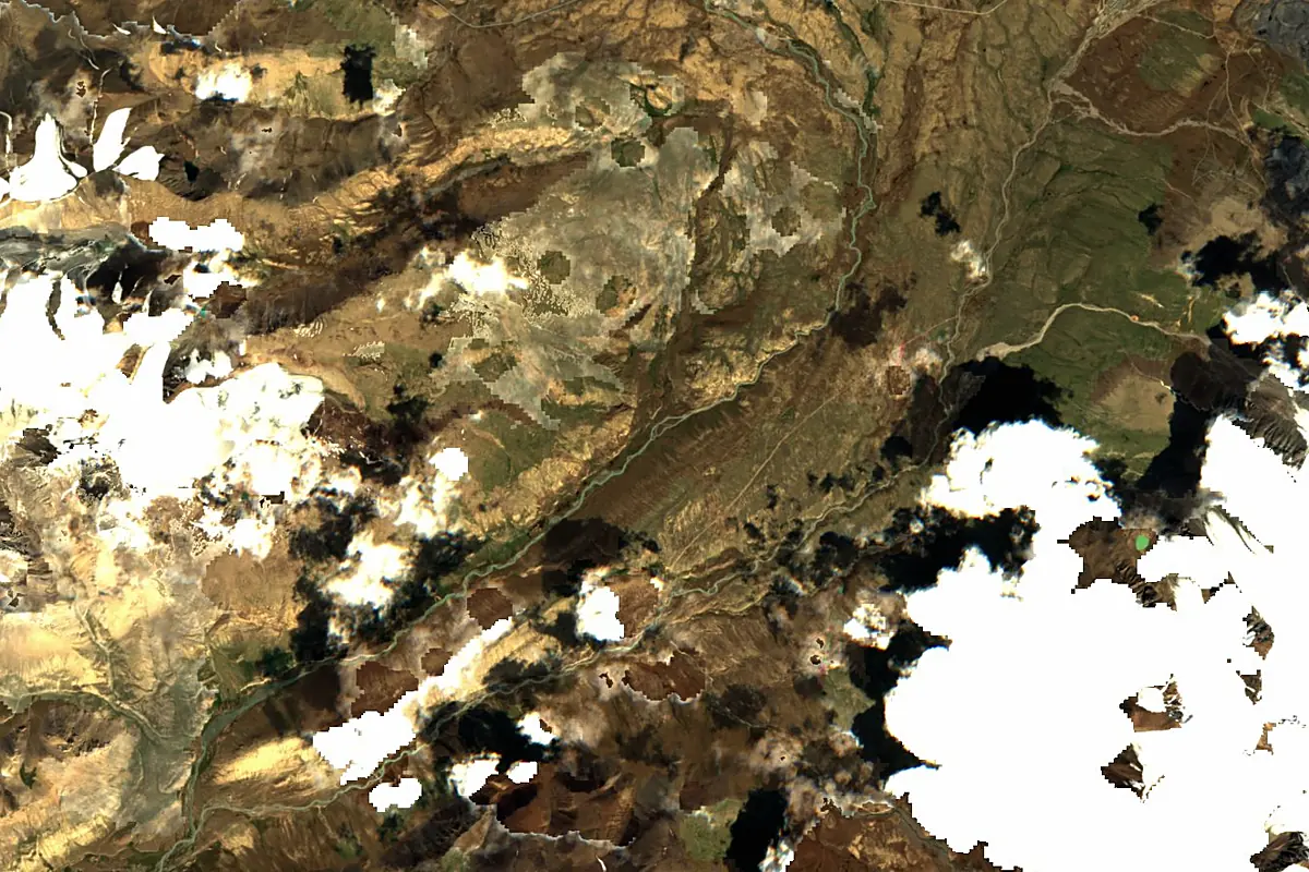 Naryn River: satellite view of the source