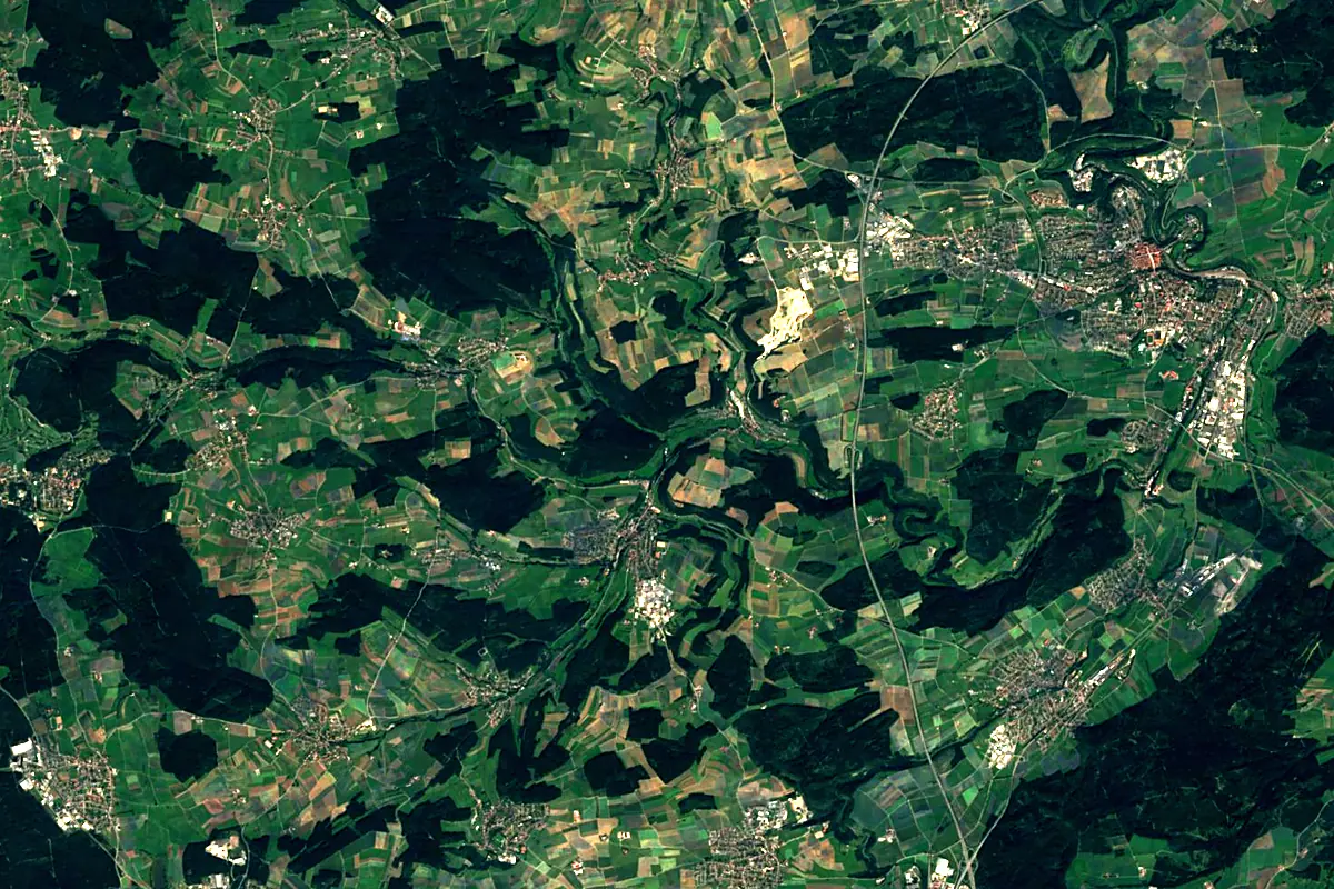 Neckar: satellite view of the source