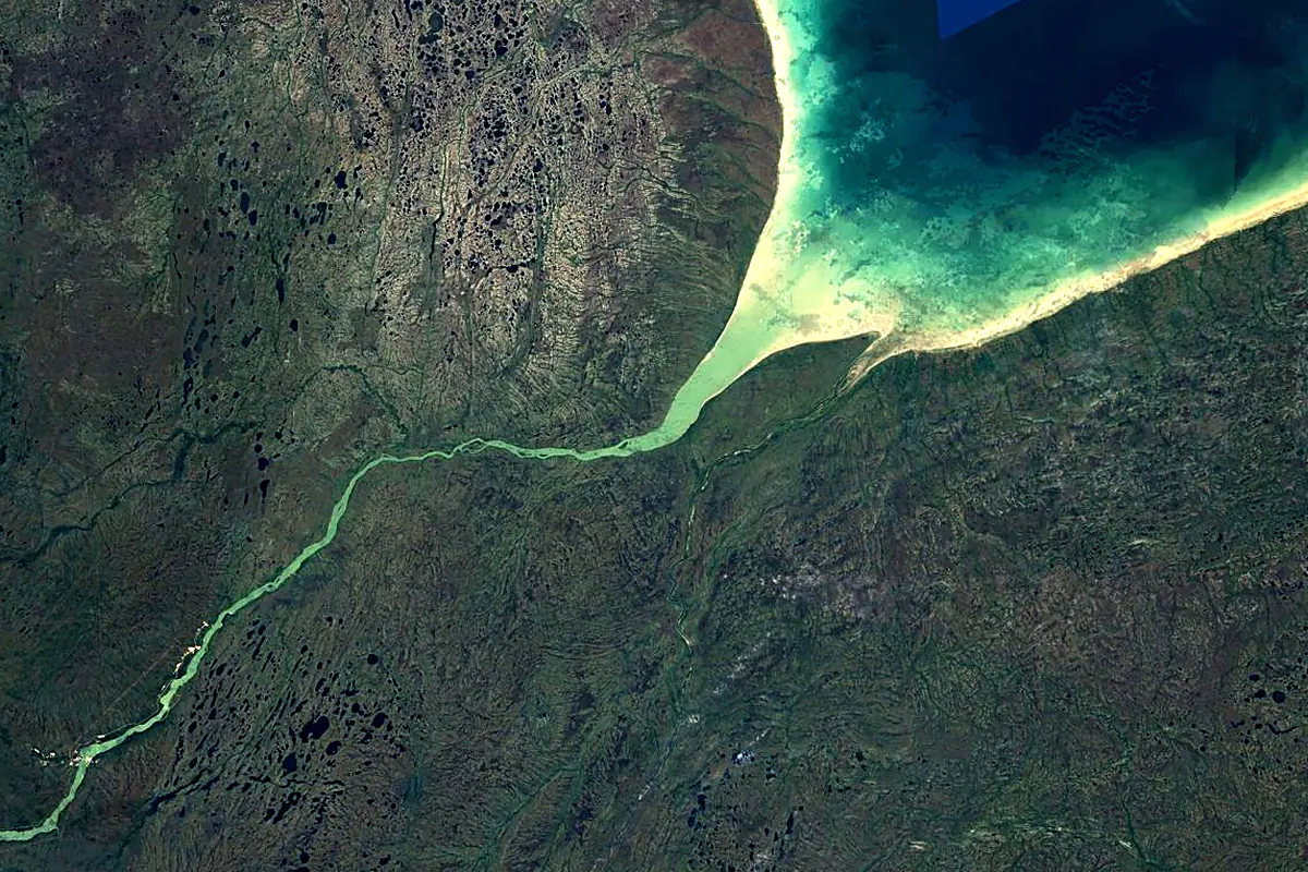 Nelson River: satellite view of the mouth