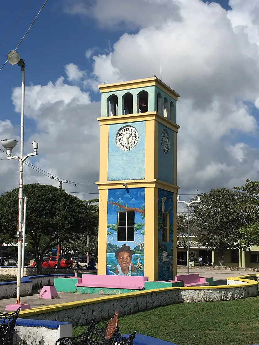 Clock tower in Corozal, Belize 02