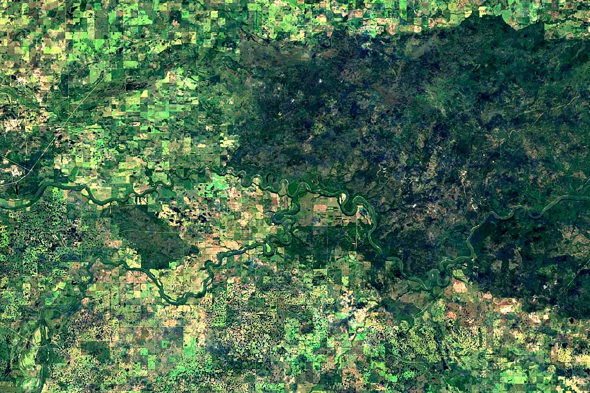 North Saskatchewan River: satellite view of the mouth