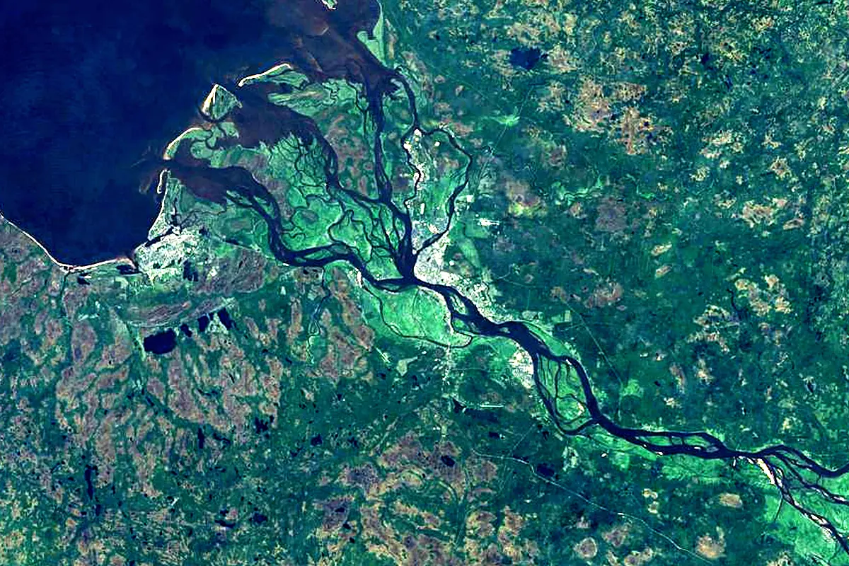 Northern Dvina: satellite view of the mouth