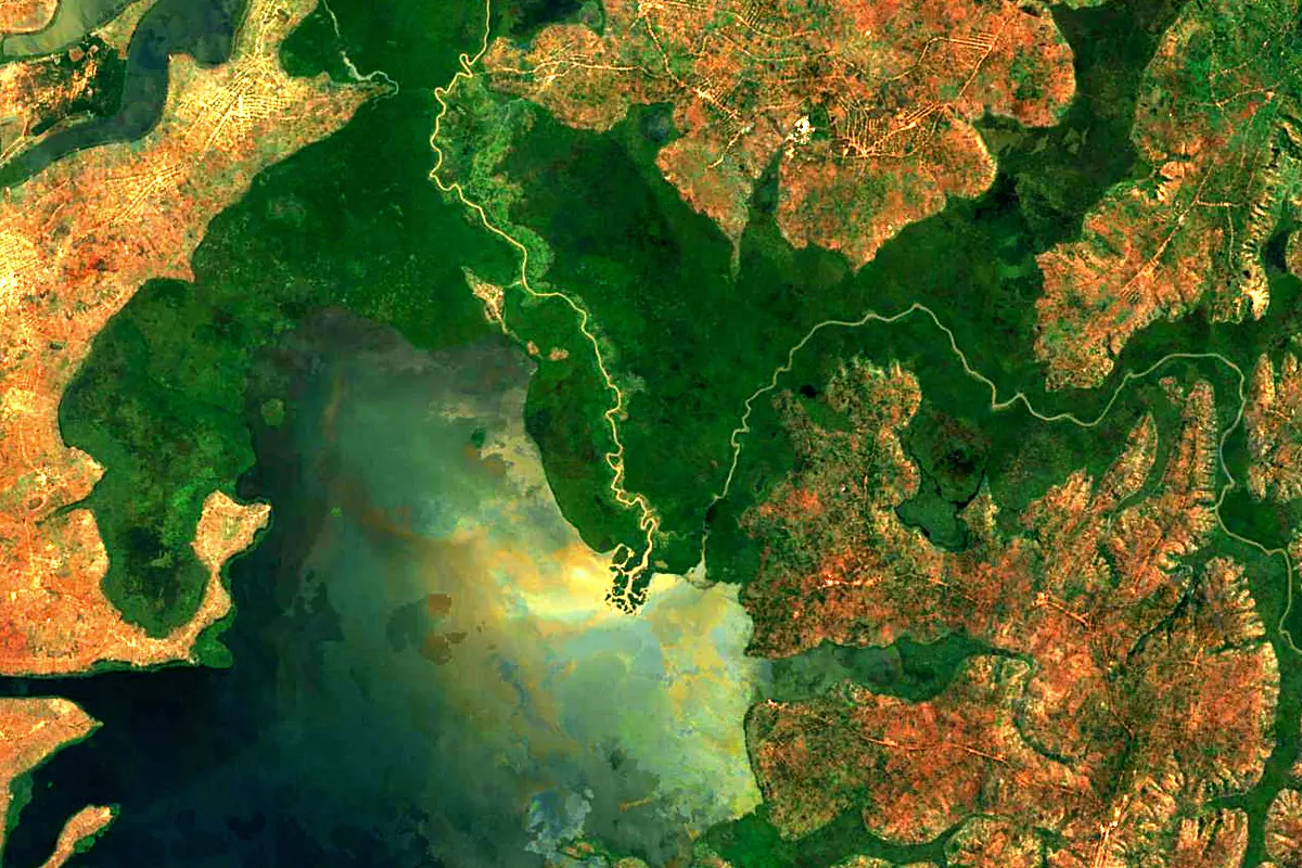 Nyabarongo River: satellite view of the mouth