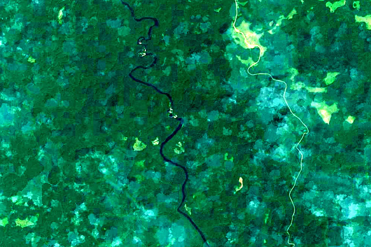 Ogooué River: satellite view of the source