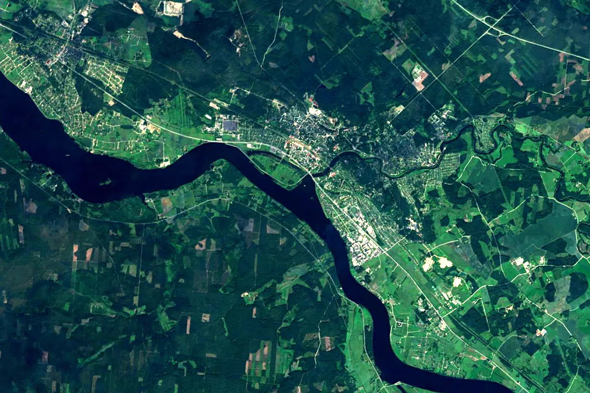 Ogre River: satellite view of the mouth