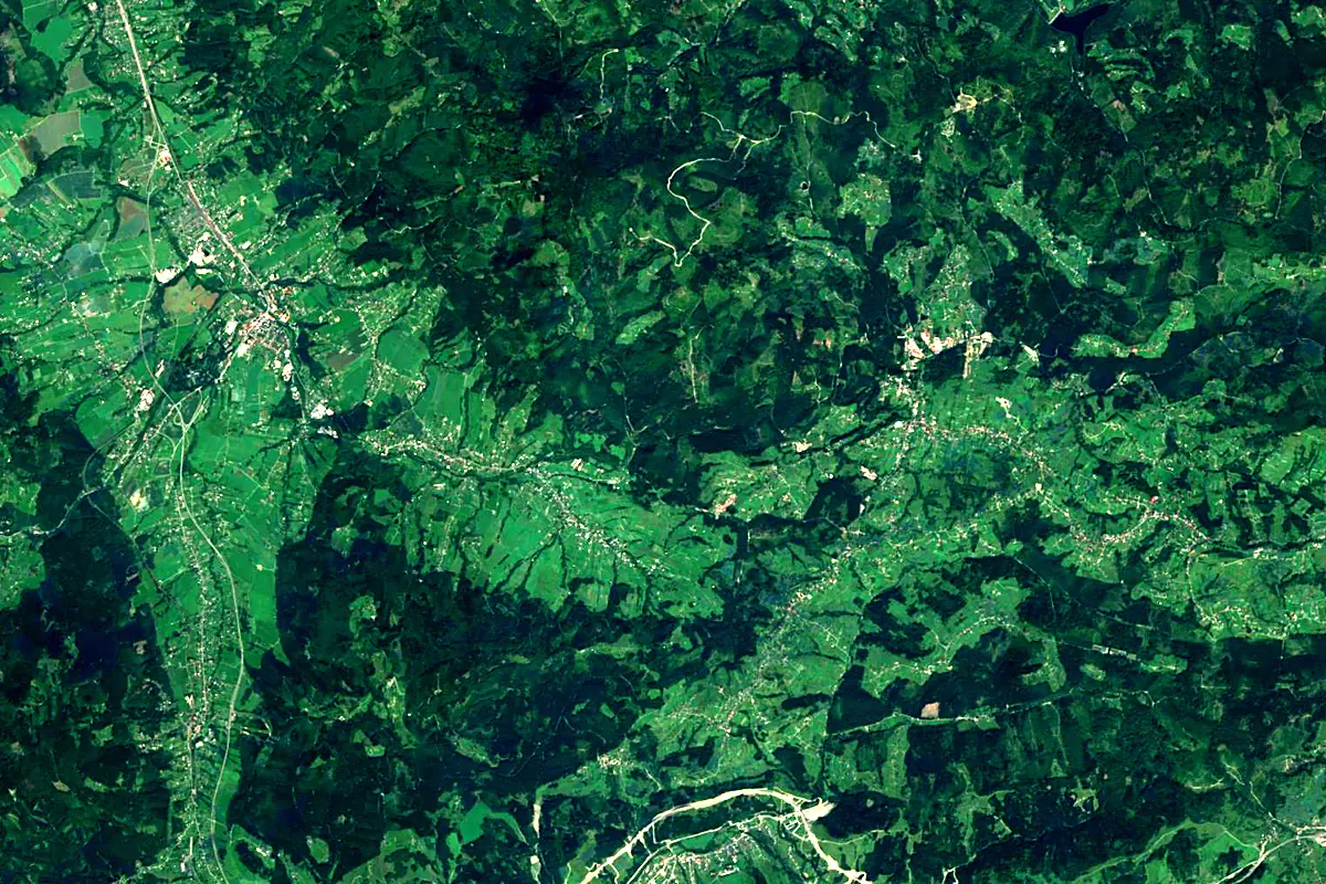 Olza: satellite view of the source